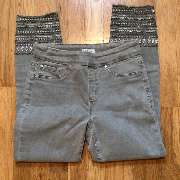 Tribal Womens Jegging Jean Pull on Ankle Embellished in Jungle Sz 4 EUC - Picture 5 of 7